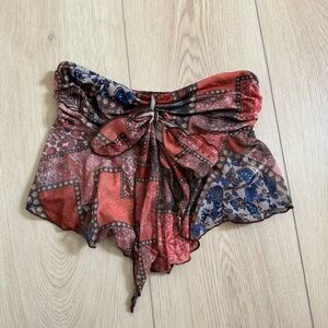 Brand New Red Bandana Strapless Top